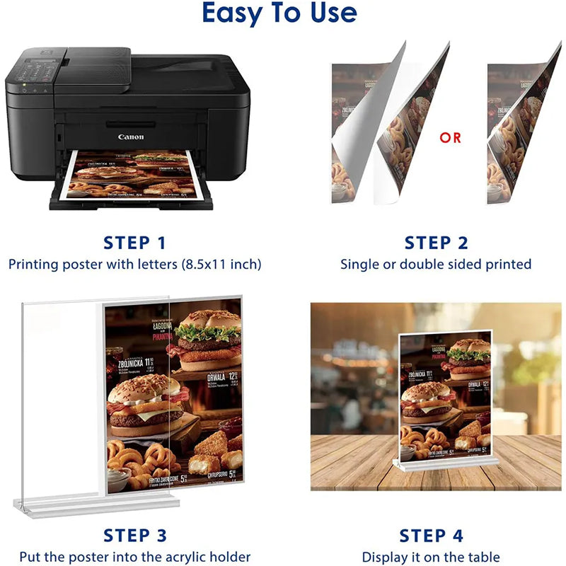 6 Pack Vertical T Shape Double-Sided Acrylic Sign Holder 8.5x11 Inch Display Rack High Clear Acrylic Table Tent Display Stand