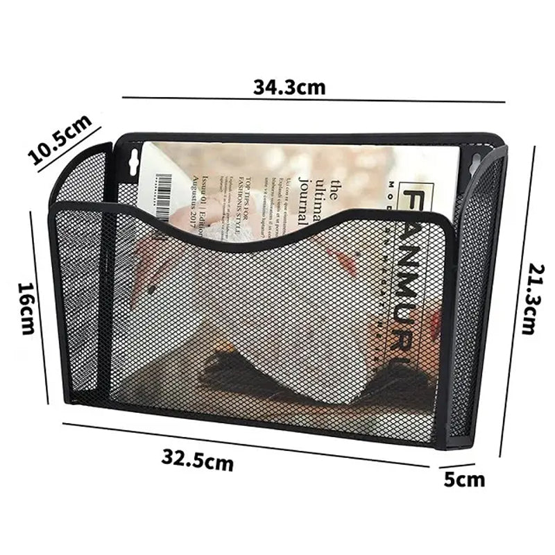 6 Pack Strong Black Mesh File Storage Basket For Walls Metal File Storage Basket Hanging File Manager