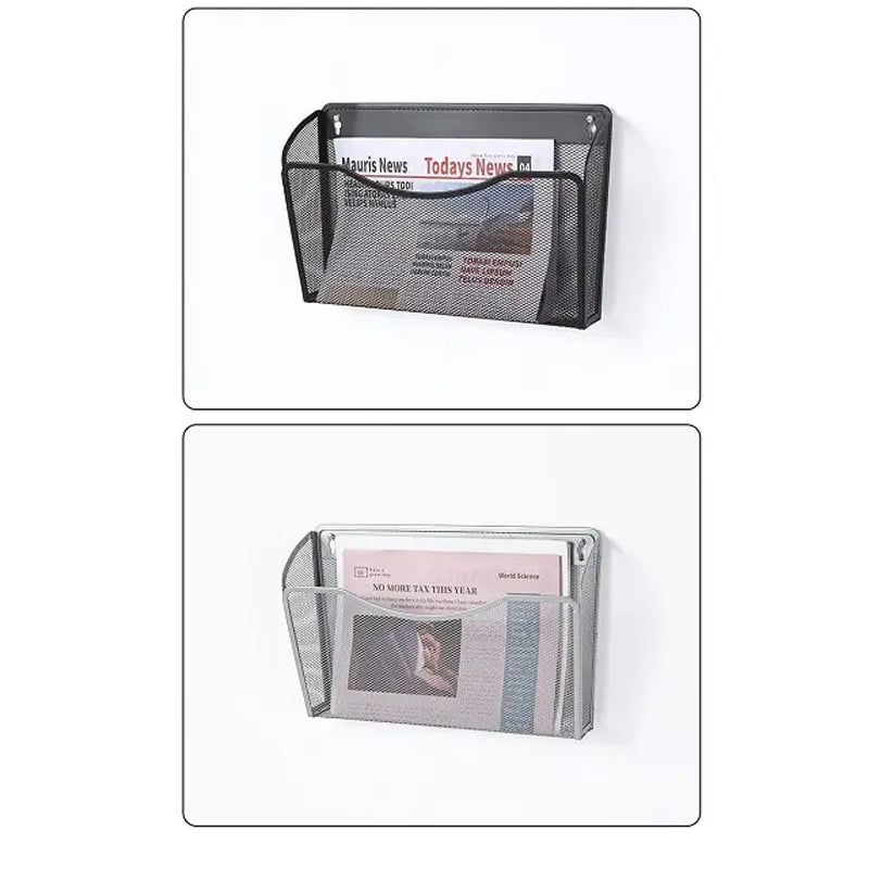 6 Pack Strong Black Mesh File Storage Basket For Walls Metal File Storage Basket Hanging File Manager