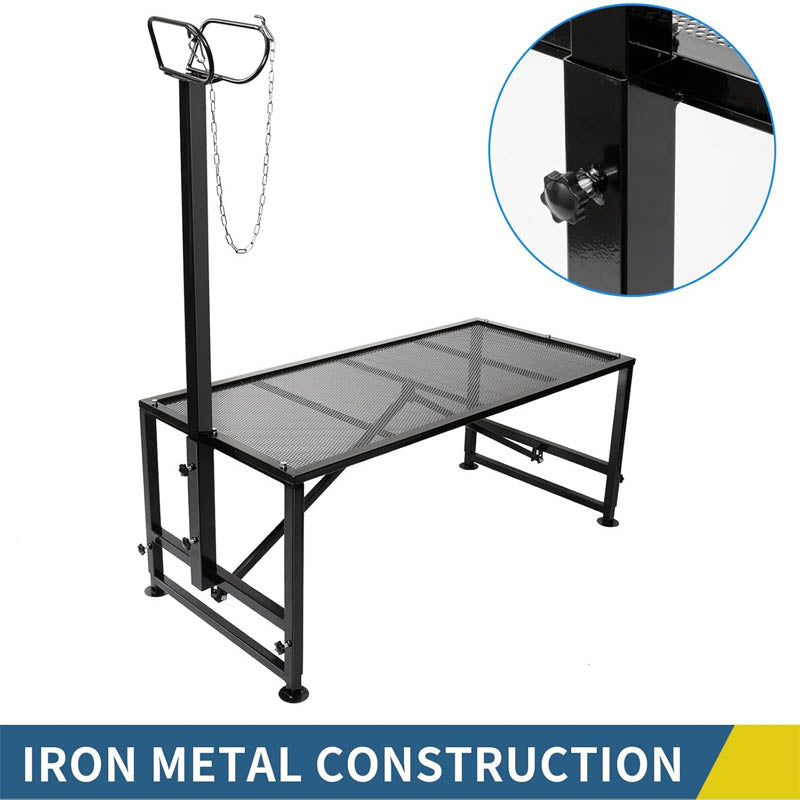Goat & Sheep Stand 51x23 inches Livestock Stand height adjustable, Used for shearing wool, Black