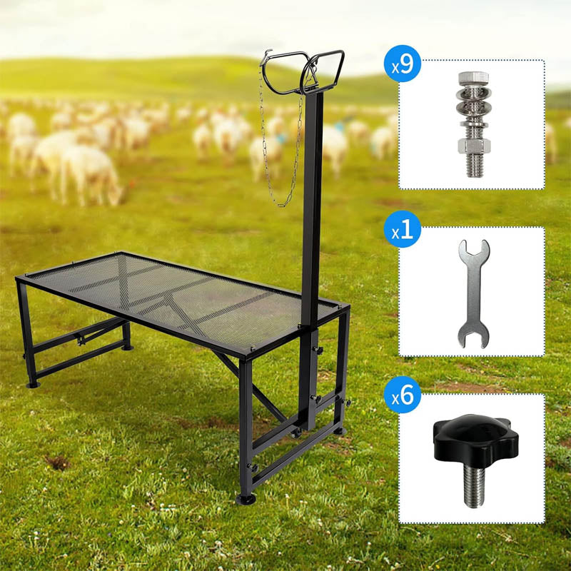 Goat & Sheep Stand 51x23 inches Livestock Stand height adjustable, Used for shearing wool, Black