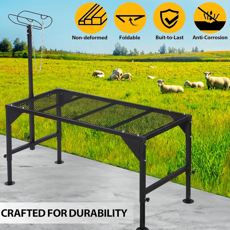 Livestock Stand 50“ x 22.8" Adjustable Height 29.9” - 21.3” Trimming Stand for Sheep Goats and Other Livestock