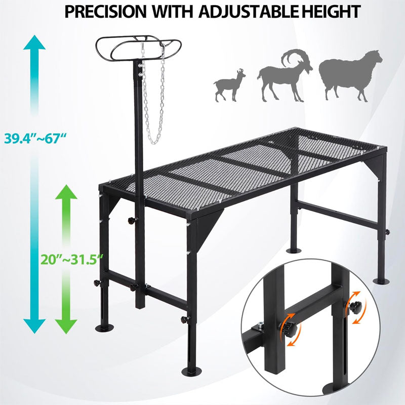 Livestock Stand 50“ x 22.8" Adjustable Height 29.9” - 21.3” Trimming Stand for Sheep Goats and Other Livestock