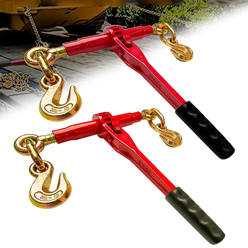 Load Binders,Ratchet Chain Ties 3/8" - 1/2" 2-Pack Load Ties with U-Hook, 9200 lbs Working Load, Safety Tension Ties for Towing