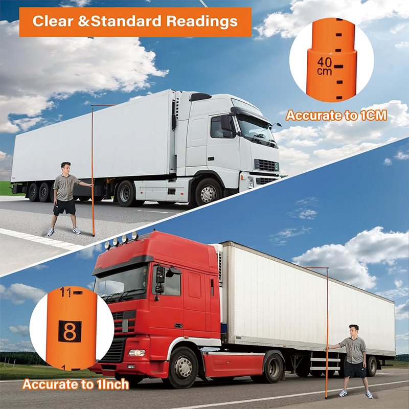 Load Height Measuring Stick, 15' Sturdy Fiberglass Truck Height Stick,Height Measuring Stick for Trucks with Adjustable Pole for Trucks, Car Haulers