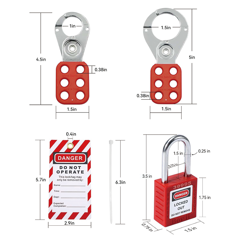Lockout Tagout Kits, 5 Safety Padlocks,2 Hasps,25 Lockout Tags,25 Nylon Ties,Loto Station for 4 Safety Padlocks for Industrial, Electric Power, Machinery