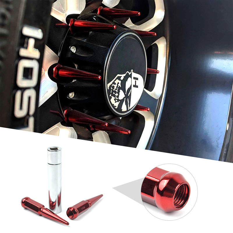 M14x1.5 Spike Lug Nuts 20 Pcs 24 Pcs 32 Pcs Chrome Spiked Lug Nuts 4.4" Tall Closed End Acorn Wheel Lug Nut w/ 1 Socket Key