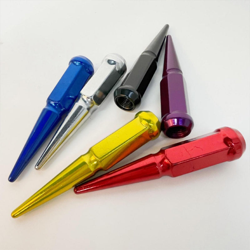 M14x1.5 Spike Lug Nuts 20 Pcs 24 Pcs 32 Pcs Chrome Spiked Lug Nuts 4.4" Tall Closed End Acorn Wheel Lug Nut w/ 1 Socket Key