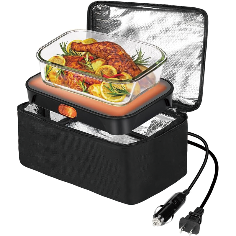 100W Protable Food Warmer, 12V/24V/110V Electric Lunch Box, Personal Microwave for Heating and Cooking Meals on Office/workplace