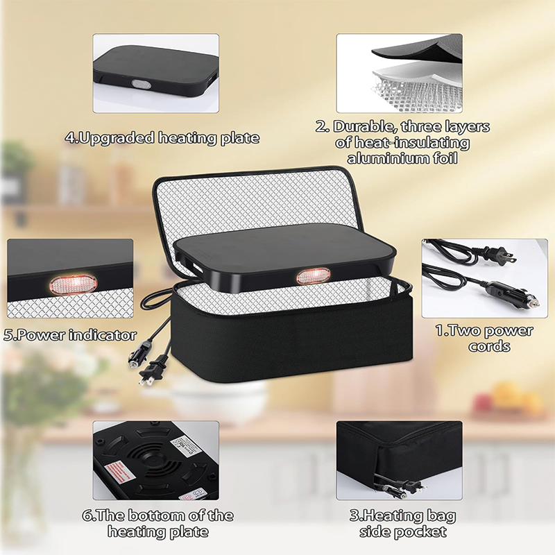 Portable Office Food Warmer, 100W 12/24/110/220V Mini Microwave Food Warmer for Reheat or Cooking Food in Work Office