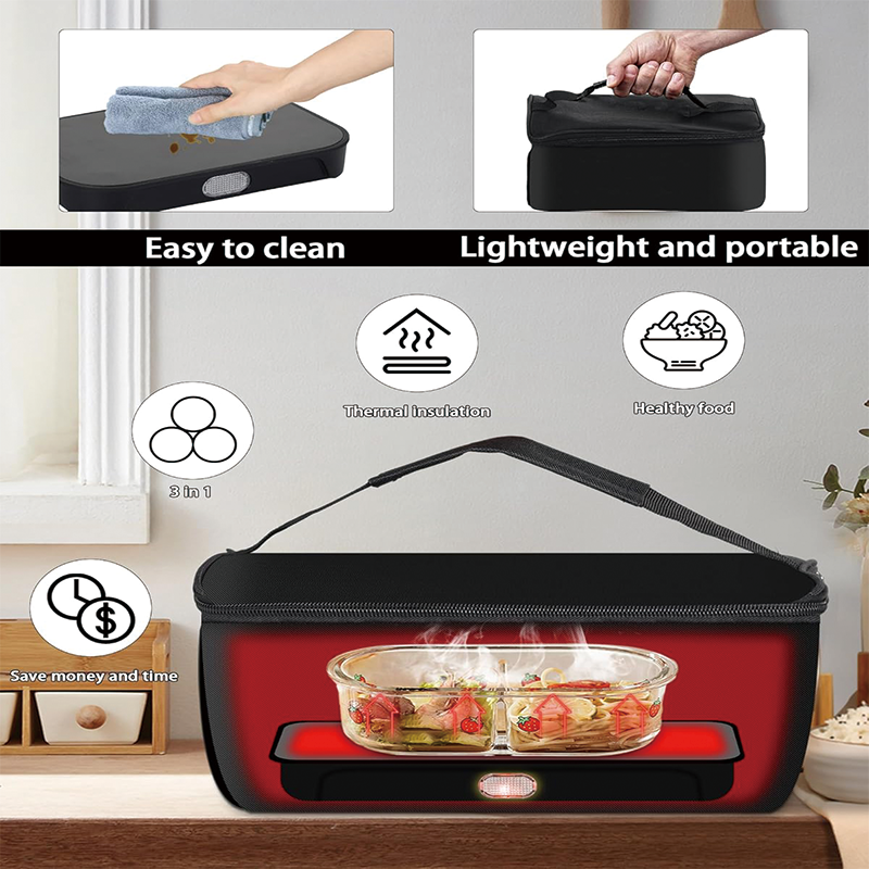 Portable Office Food Warmer, 100W 12/24/110/220V Mini Microwave Food Warmer for Reheat or Cooking Food in Work Office