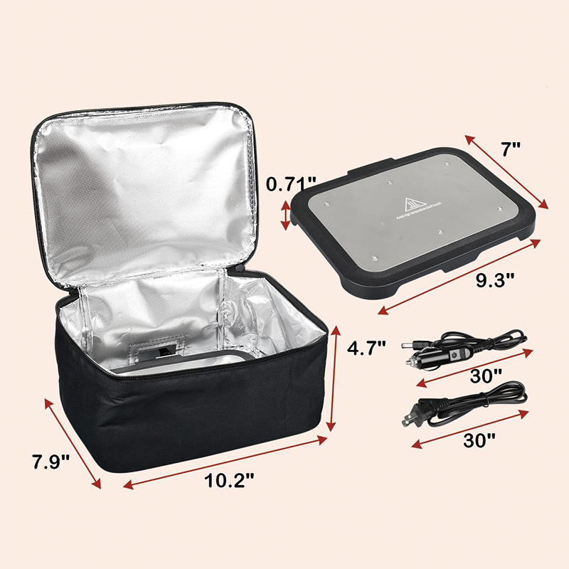 12V /110V Electric Home/Office Food Warmer, Lunch Box Personal Food Warmer Microwave Heated Lunch Box, Portable Oven for Office/Home/Truck/Outdoor