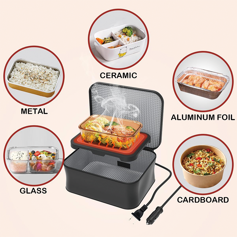 12V /110V Electric Home/Office Food Warmer, Lunch Box Personal Food Warmer Microwave Heated Lunch Box, Portable Oven for Office/Home/Truck/Outdoor