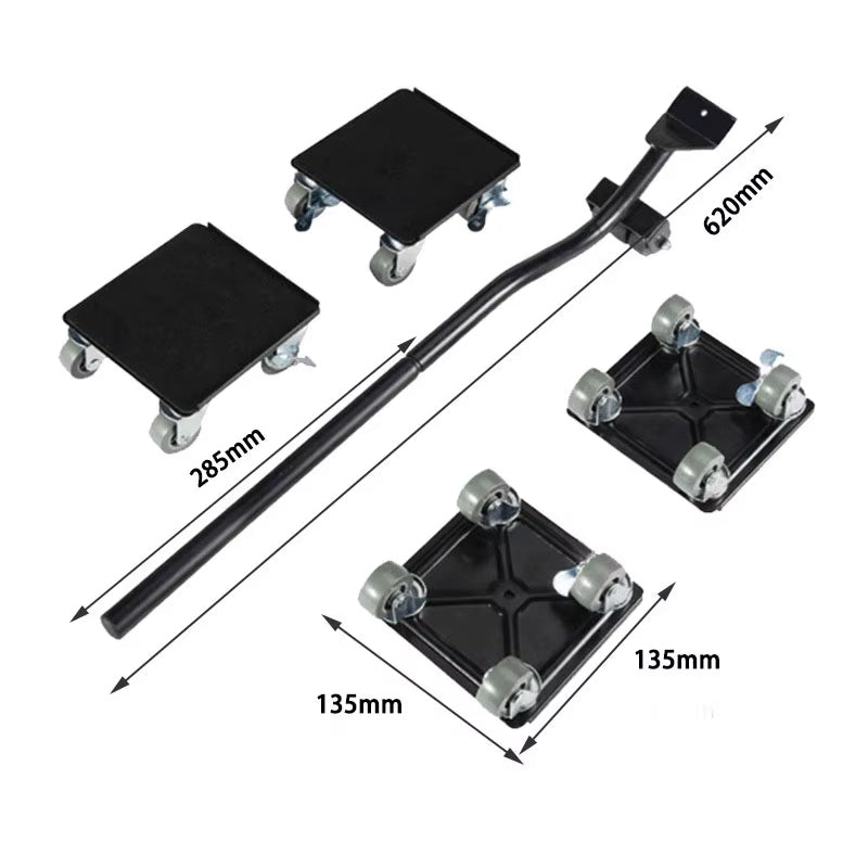 Furniture Dolly 5 Wheels Heavy Duty Large Size Carbon Steel Panel Air Fridge Movers Lifter With Rotatable Rubber Wheels
