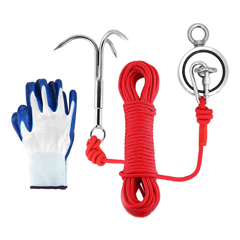 Double Sided Magnetic Recovery Salvage Fishing Magnet Kit with Rope Magnet Fishing Kit Neodymium Magnet