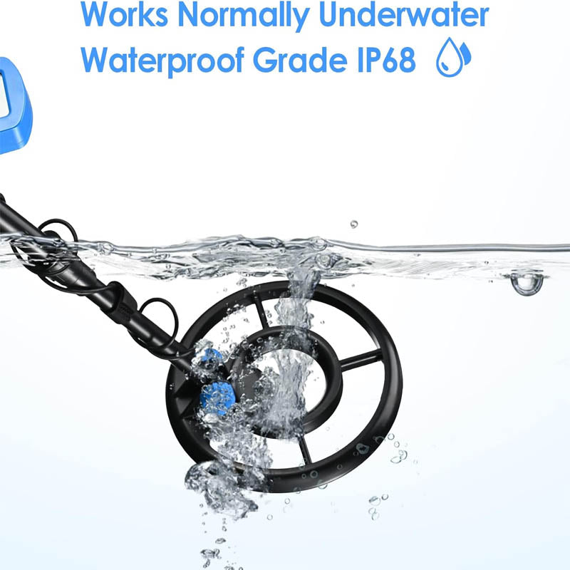 Metal Detectors Waterproof Kids Metal Detector 7.4 Inch Search Coil 24''-35'' Adjustable Stem Buzzer Vibration Sound