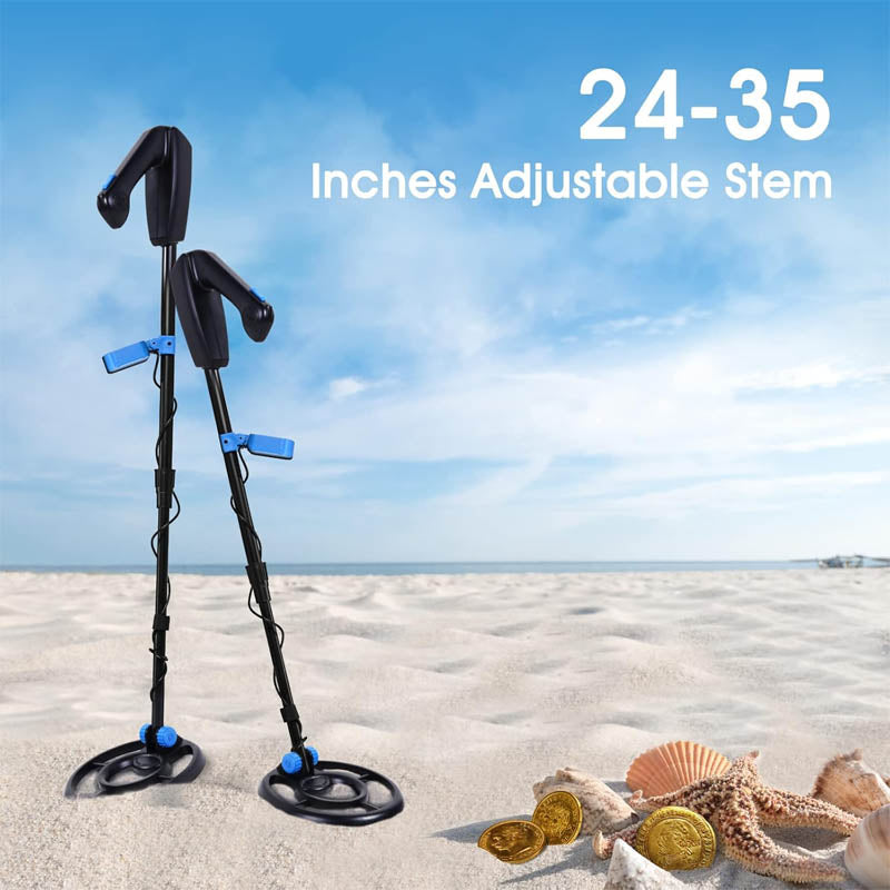 Metal Detectors Waterproof Kids Metal Detector 7.4 Inch Search Coil 24''-35'' Adjustable Stem Buzzer Vibration Sound