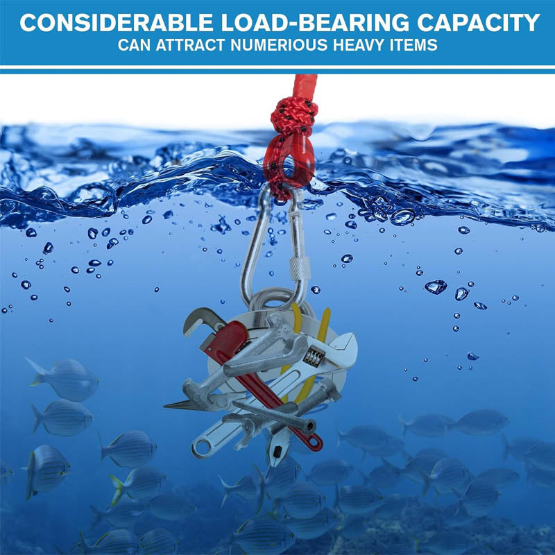 Magnet Fishing Kit 700 lbs Pulling with Heavy Duty 65FT Rope Grappling Hook Waterproof Case Gloves Threadlocker Eye Bolt