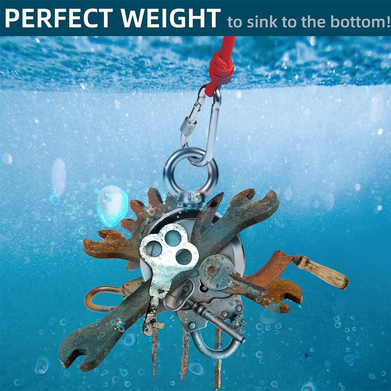 Magnet Fishing Kit Strong 1300Lbs Pulling with 65ft Rope 2.95" Rare Earth Magnets with 2 Countersunk Hole for Magnetic Fishing and River Lake Hunting