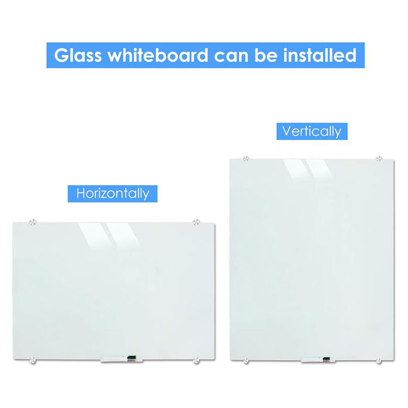 24 x 18 Inches (60 x 45 cm) Magnetic Glass Whiteboard Small Tempered Glass Dry Erase Board for Wall, Frameless Whiteboards