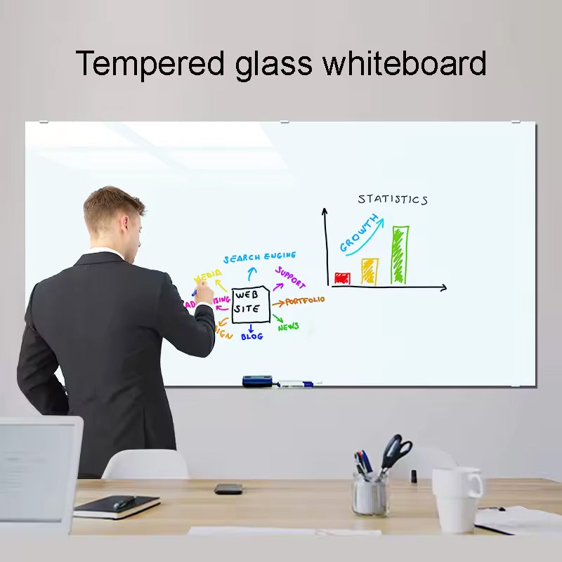Office Frameless Glass Writing Board Custom High-Quality Magnetic Glass Dry Erase Board Tempered Glass Whiteboard For Wall