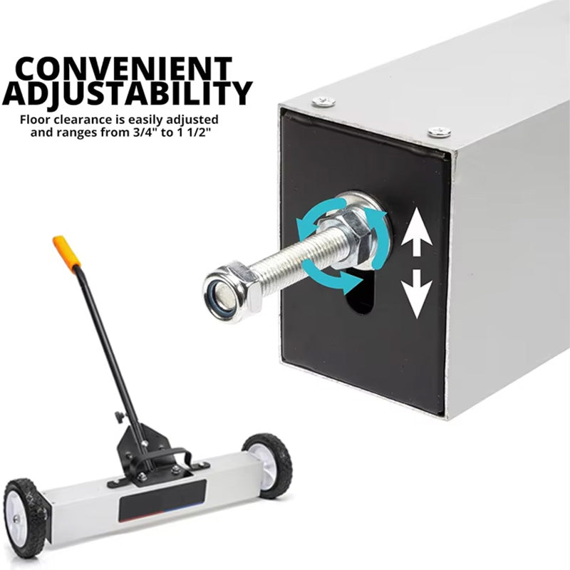 24-inch Hand Push Small Wheeled Rolling Cleaning Magnetic Road Floor Sweeper Magnetic Sweeper With Release