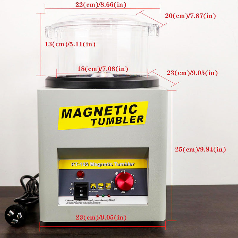 Jewelry Polisher with 7.1”(180mm ) Magnetic Tumbler Polishing Barrel & 200g Burnishing Pins for Jewelry Automatic Forward and Reverse Rotation