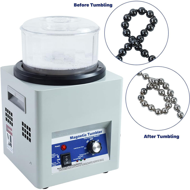 500W Magnetic Tumbler Powerful Polisher Finisher Machine for Cleaning Jewelry Metal Casting and Small Item with Intricate Details