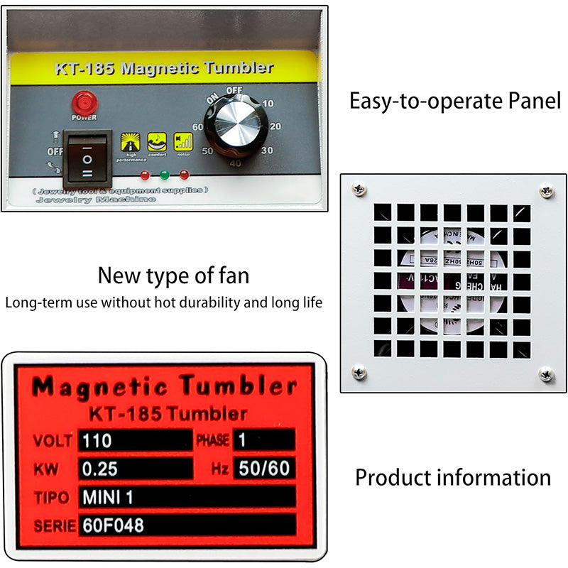 Jewelry Polisher with 7.1”(180mm ) Magnetic Tumbler Polishing Barrel & 200g Burnishing Pins for Jewelry Automatic Forward and Reverse Rotation