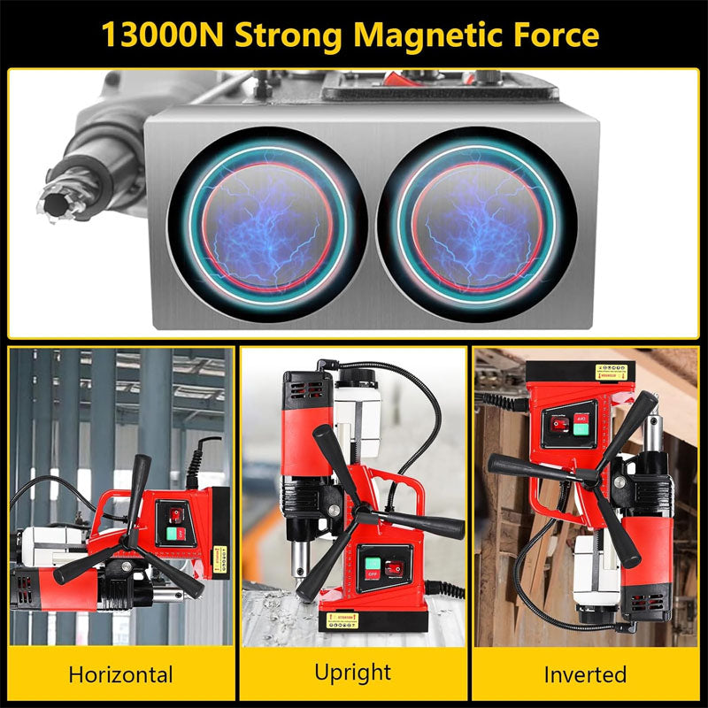 1100W Magnetic Drill 1.6" Boring Diameter for any Surface and Home Improvement Variable Speed 550RPM