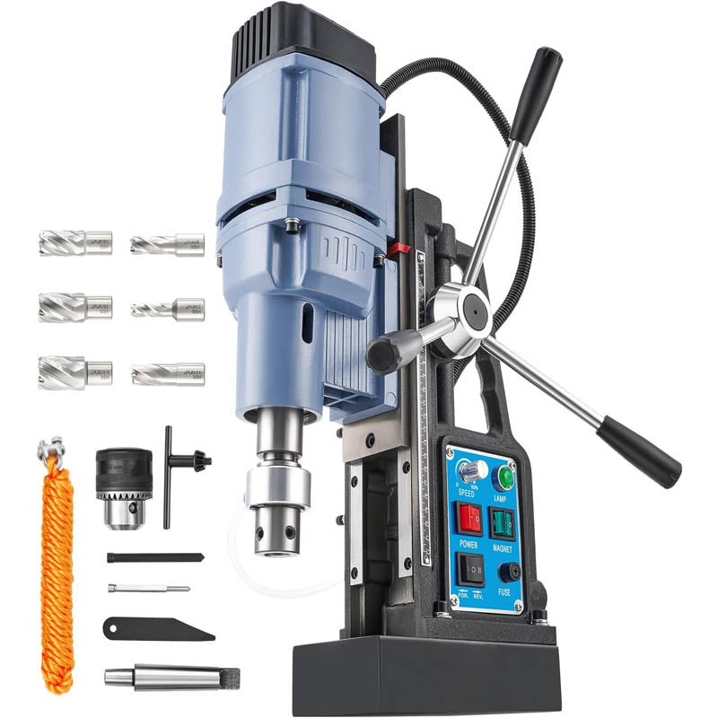 Magnetic Drill 1550W Magnetic Drill Press with 6 Drill Bits with 2" Dia. 3125 lbf/13900N Mag Force 650 rpm Power Magnetic Drill