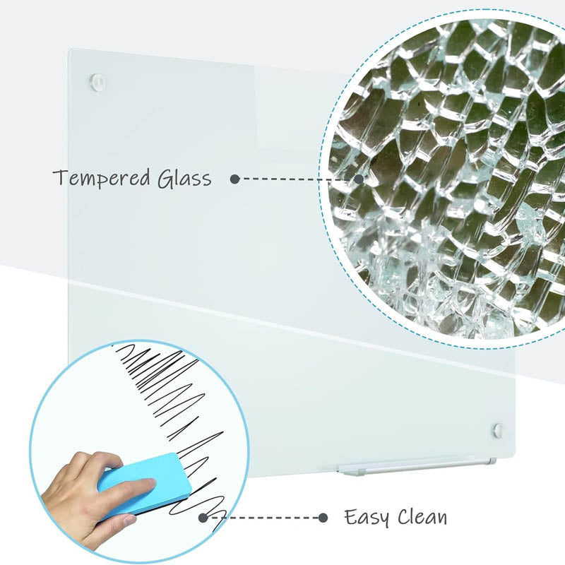 Magnetic Glass Dry Erase Board 36"x48" Frameless for School Teaching Office Meeting
