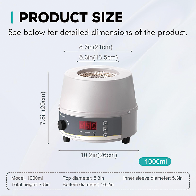 Laboratory Heating Mantle, 350W 1000ml Thermocouple Magnetic Stirring Mixer with Temperature Control Probe