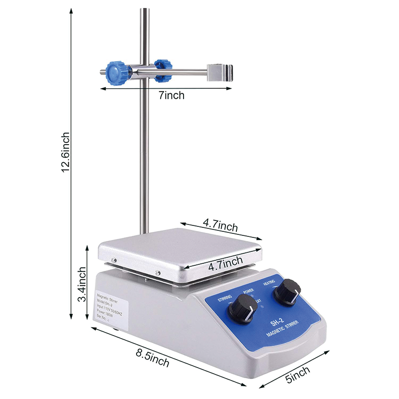 Magnetic Stirrer, 100-2000 RPM Stirrer, 1000ml Mixing Capacity Laboratory Magnetic Stirrer Hotplate, Max 520°F Hotplate