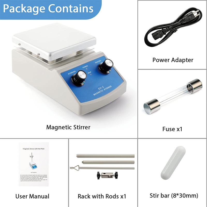 Magnetic Stirrer, 2000mL Magnetic Hotplate Stirrer, Hot Plate Max 716°F, 100-2000RPM Hot Plate with Magnetic Stirrer