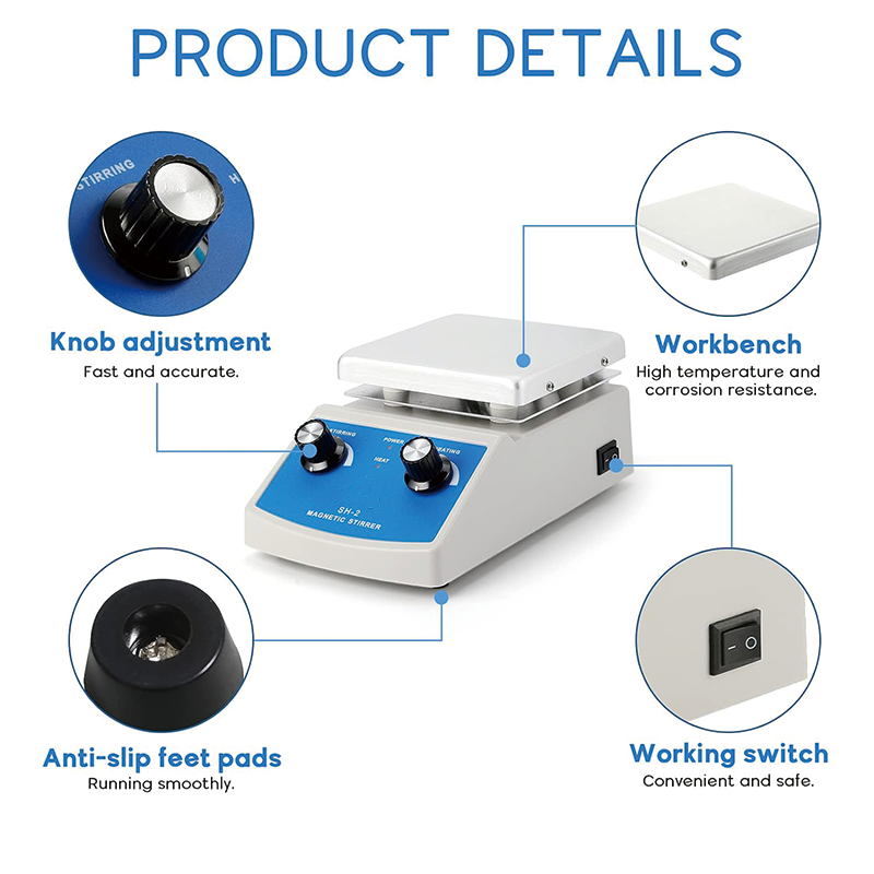 Magnetic Stirrer, 2000mL Magnetic Hotplate Stirrer, Hot Plate Max 716°F, 100-2000RPM Hot Plate with Magnetic Stirrer