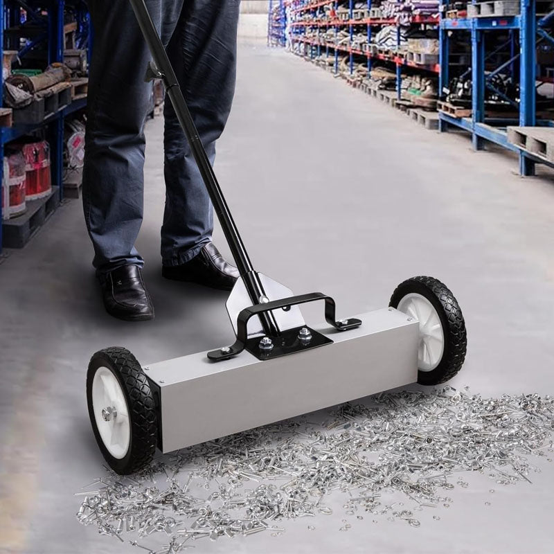 18 Inches 26 Lbs Magnetic Sweeper with Wheels with Quick Release Latch and Extension Handle