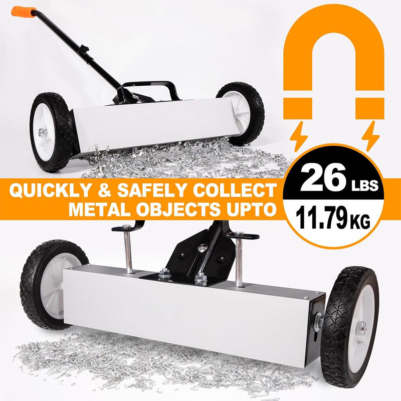 18 Inches 26 Lbs Magnetic Sweeper with Wheels with Quick Release Latch and Extension Handle