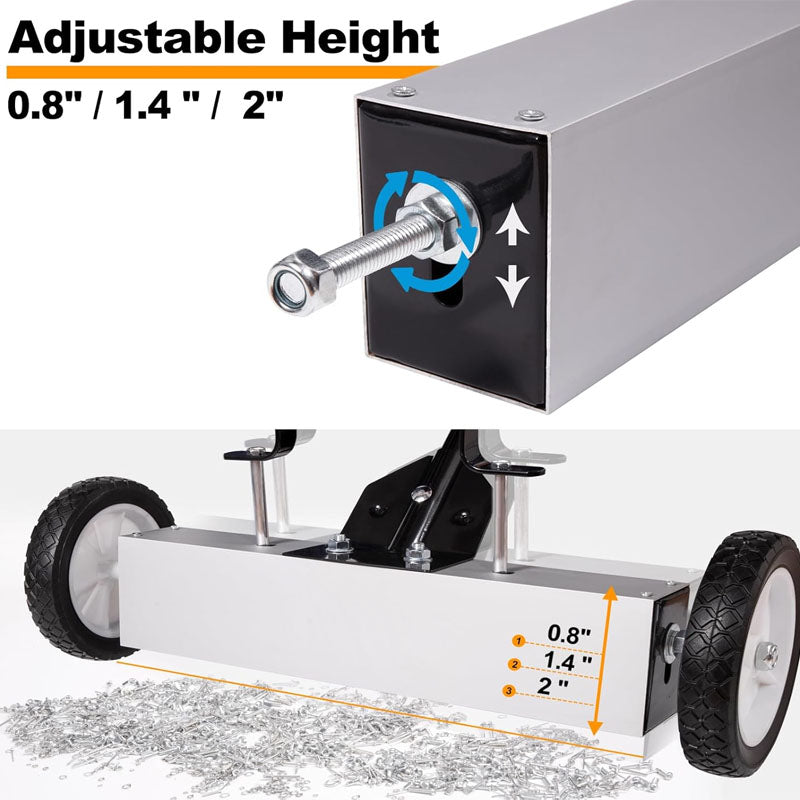 18 Inches 26 Lbs Magnetic Sweeper with Wheels with Quick Release Latch and Extension Handle