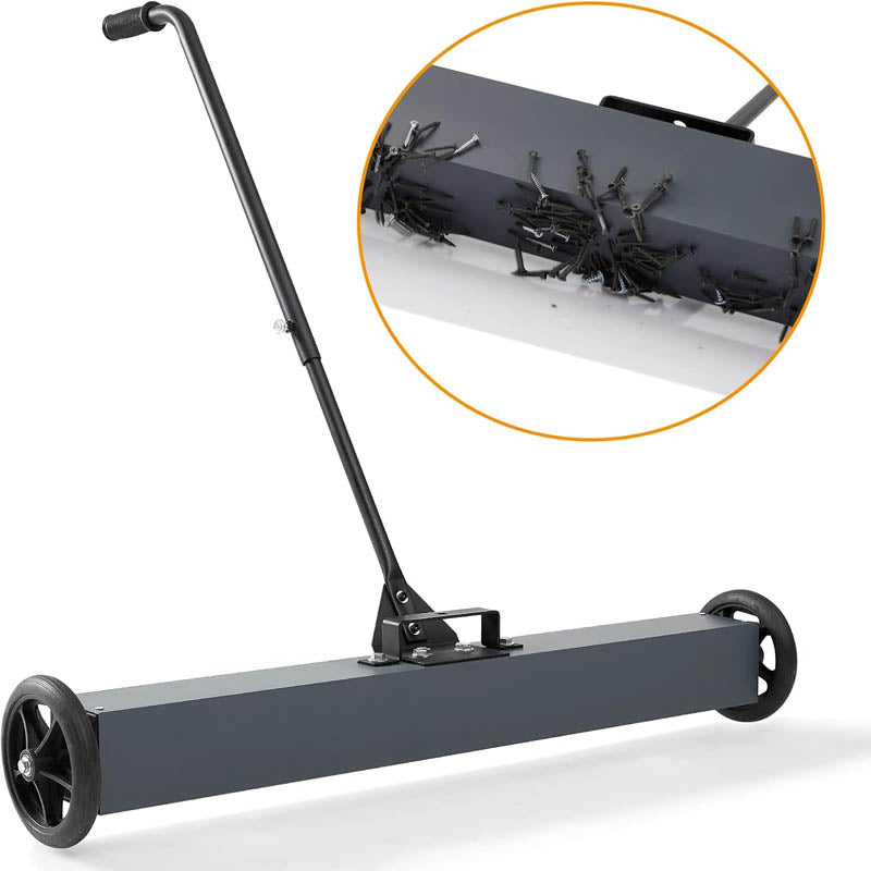36" Magnetic Sweeper 50Lbs Rolling Magnetic Sweeper with Wheels Adjustable Long Handle Quick Release Latch