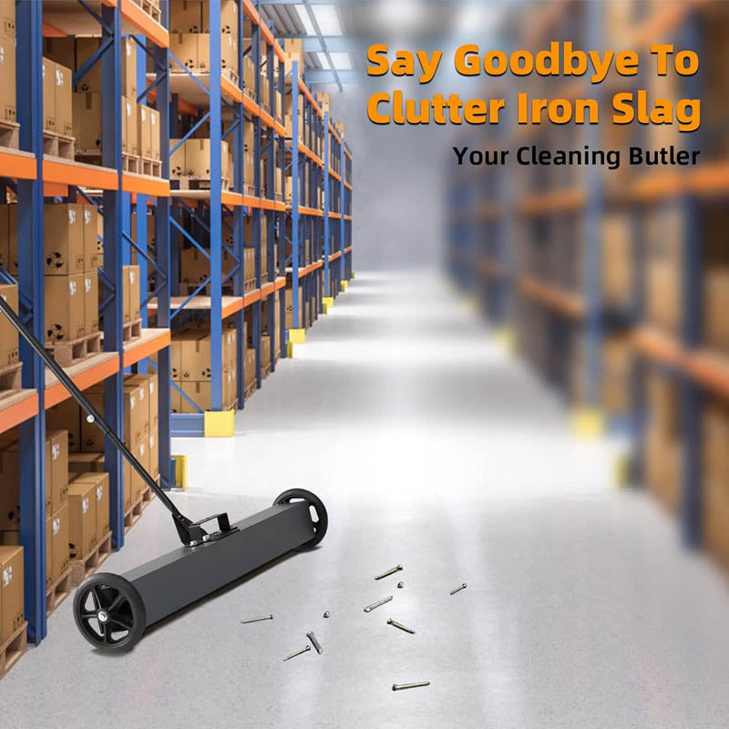 36" Magnetic Sweeper 50Lbs Rolling Magnetic Sweeper with Wheels Adjustable Long Handle Quick Release Latch