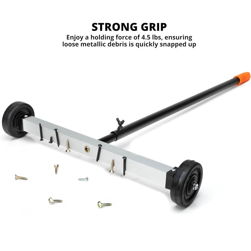 Magnetic Sweeper with Wheels 17 Inch Mini Magnetic Sweeper 10-Pound Capacity Adjustable Handle