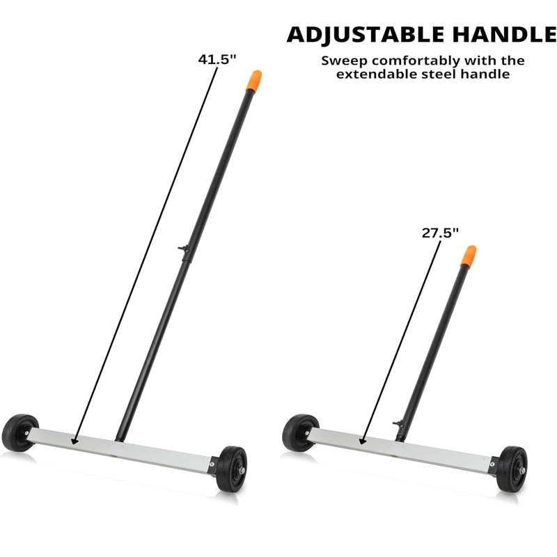 Magnetic Sweeper with Wheels 17 Inch Mini Magnetic Sweeper 10-Pound Capacity Adjustable Handle