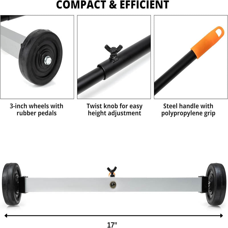 Magnetic Sweeper with Wheels 17 Inch Mini Magnetic Sweeper 10-Pound Capacity Adjustable Handle