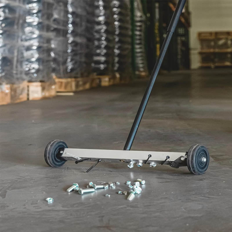 Magnetic Sweeper with Wheels 17 Inch Mini Magnetic Sweeper 10-Pound Capacity Adjustable Handle