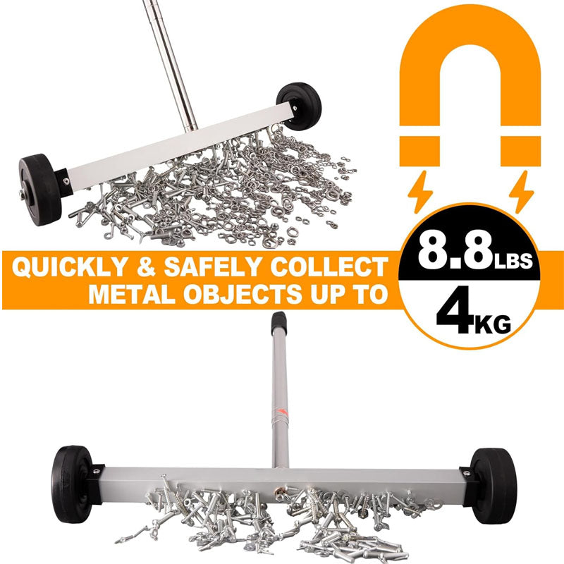 17inch Magnetic Sweeper Sweeper Roofing Tools with Telescoping Holder and Wheels to Pick Up Nails Magnetic Sweeper for Construction