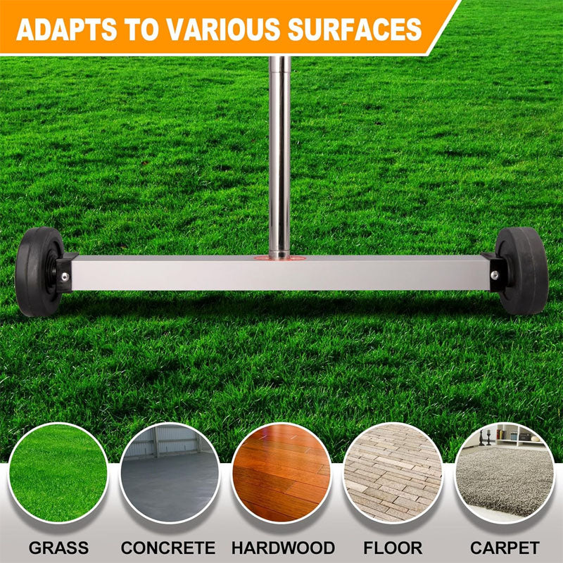 17inch Magnetic Sweeper Sweeper Roofing Tools with Telescoping Holder and Wheels to Pick Up Nails Magnetic Sweeper for Construction