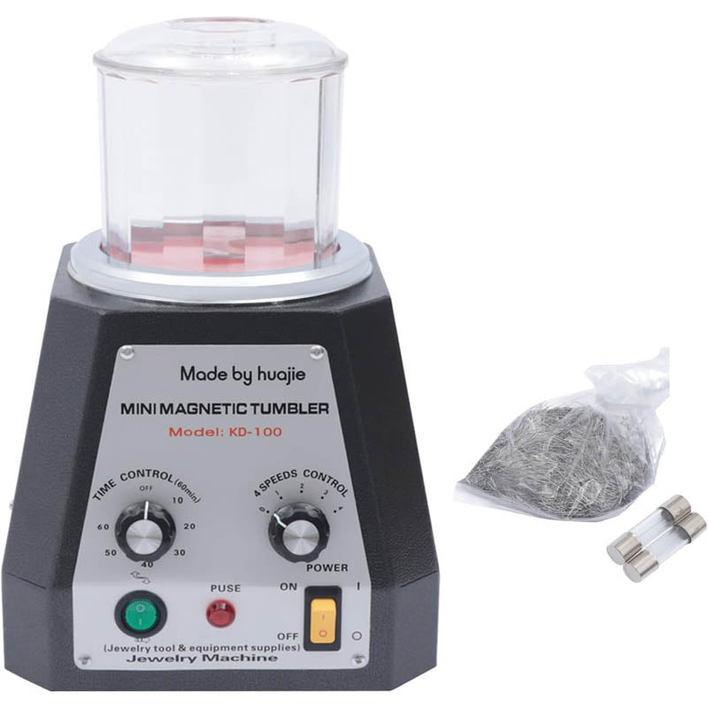 4-Speed Adjustable Magnetic Tumbler Polisher Magnetic Tumbler 1.76 Lbs Capacity 3500RPM for Jewelry Diamond Metal Parts