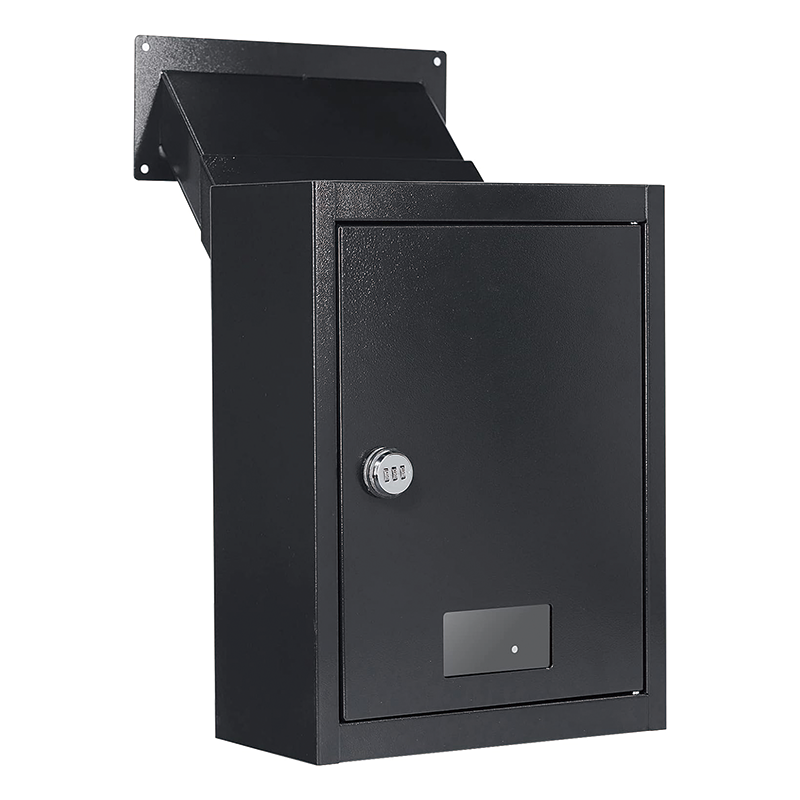 Through The Wall Drop Box,16.5" x 12.5" x 6"Mail Drop Box w/Adjustable Chute,Rainproof Mail Slots Walls Thickness 2.8” to 7.9” for Home Office Apartment,Black