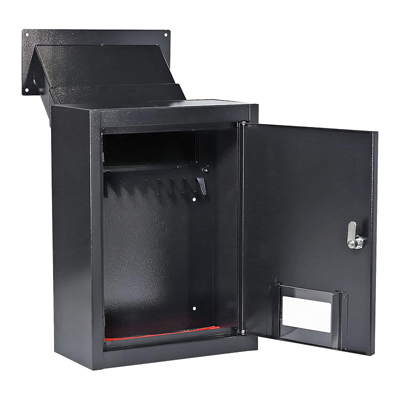 Through The Wall Drop Box,16.5" x 12.5" x 6"Mail Drop Box w/Adjustable Chute,Rainproof Mail Slots Walls Thickness 2.8” to 7.9” for Home Office Apartment,Black
